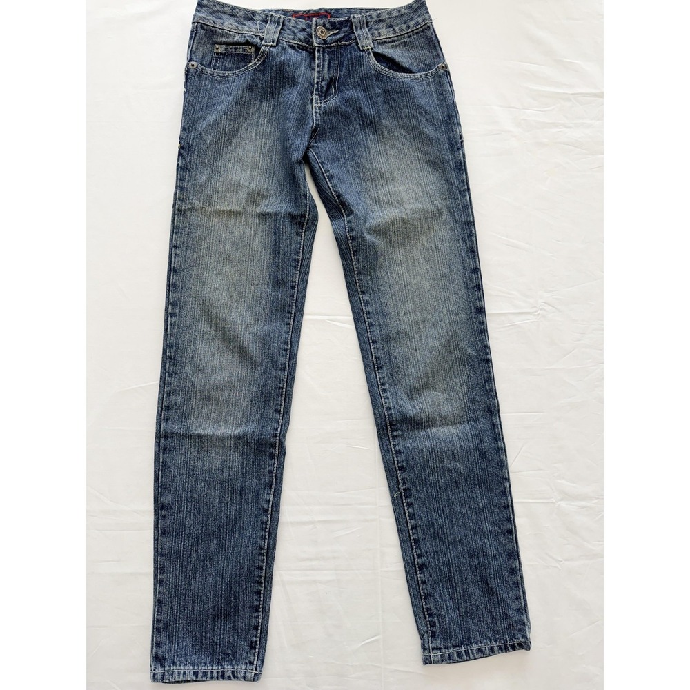 C & X Straight Jeans Womens 27 Blue Med Wash Embroidered‎ High Rise 27x29 Denim